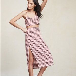 Reformation gingham two piece set size 2